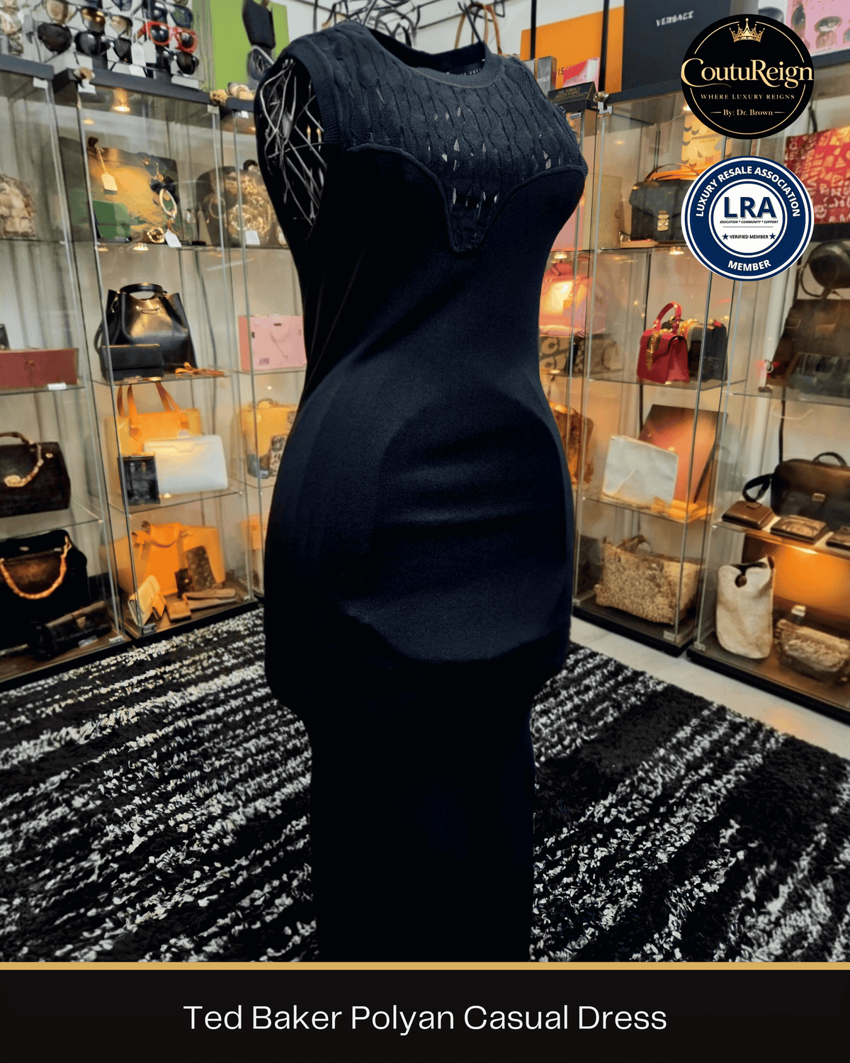 Ted Baker Polyan Bodycon Midi Dress – Black