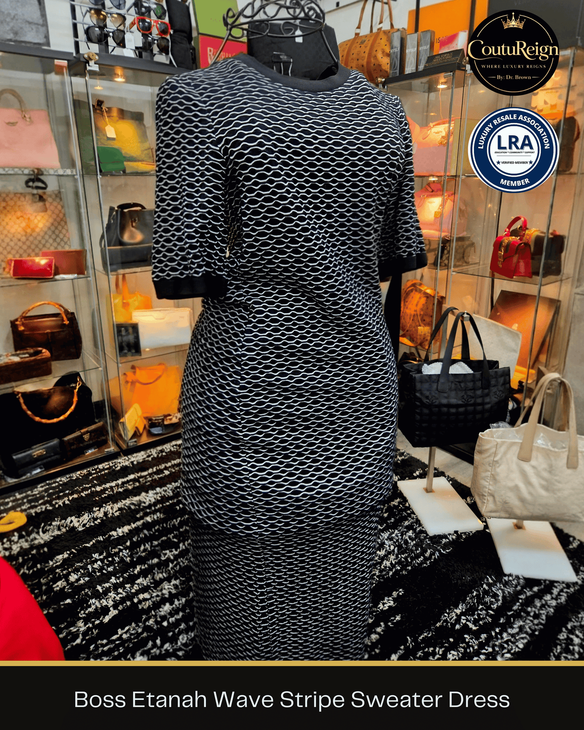 BOSS Etanah Wavy Stripe Sweater Dress