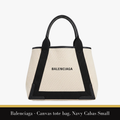 Balenciaga - Canvas tote bag,  Navy Cabas Small in Beige