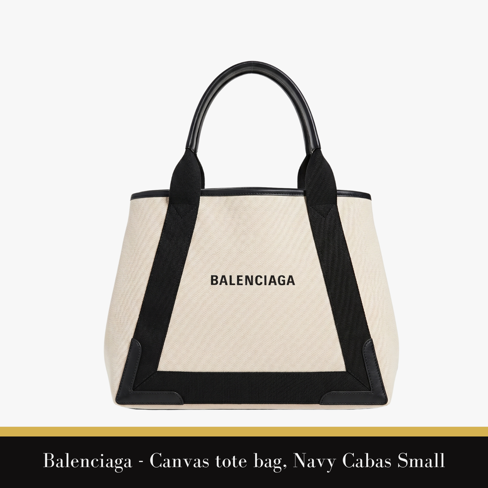 Balenciaga - Canvas tote bag,  Navy Cabas Small in Beige