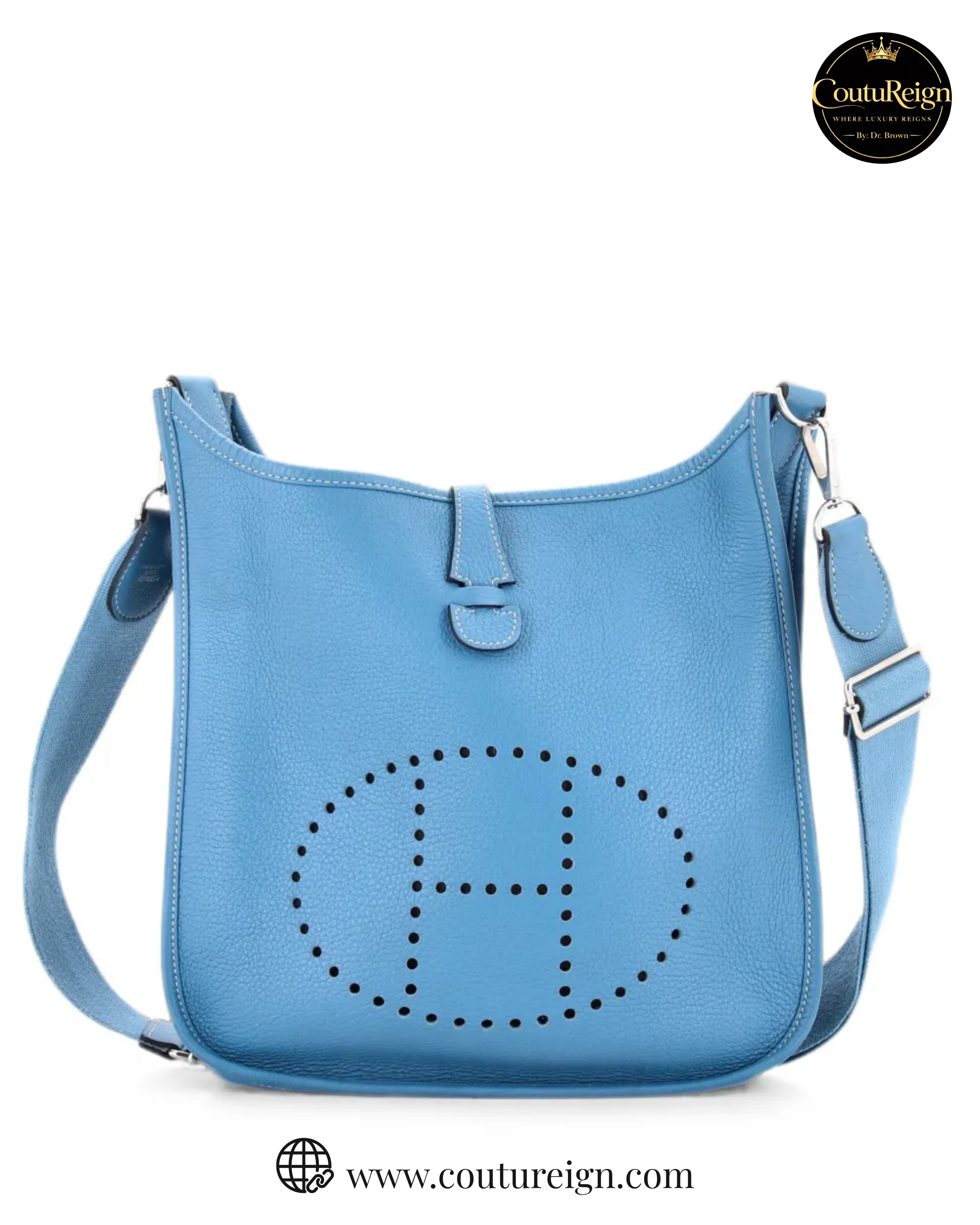 Hermès – Evelyne Crossbody Bag in Light Blue Taurillon Clemence Leather