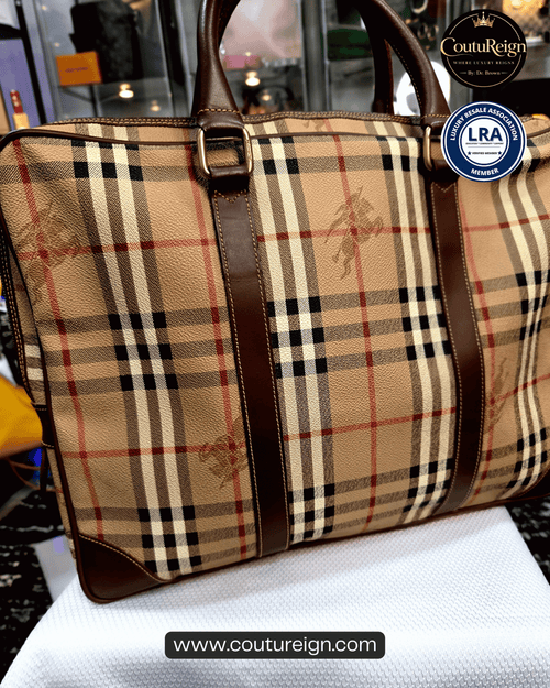 Burberry - Canvas and leather travel bag,  Haymarket Check Boston Bag