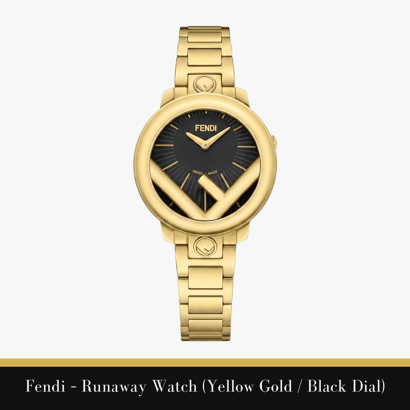 Fendi – Runaway Watch (Yellow Gold / Black Dial)