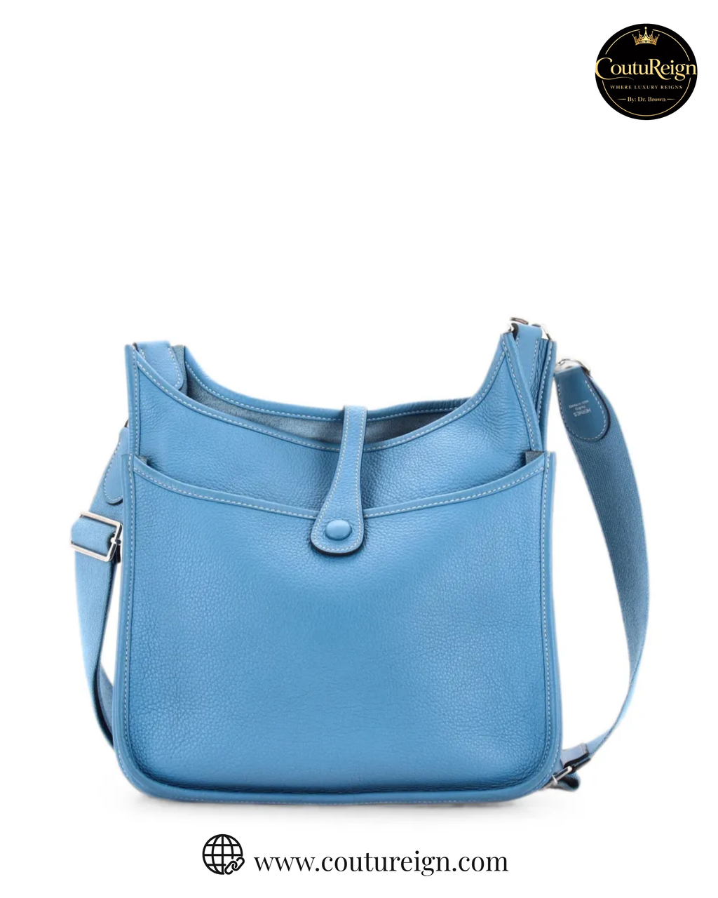 Hermès – Evelyne Crossbody Bag in Light Blue Taurillon Clemence Leather