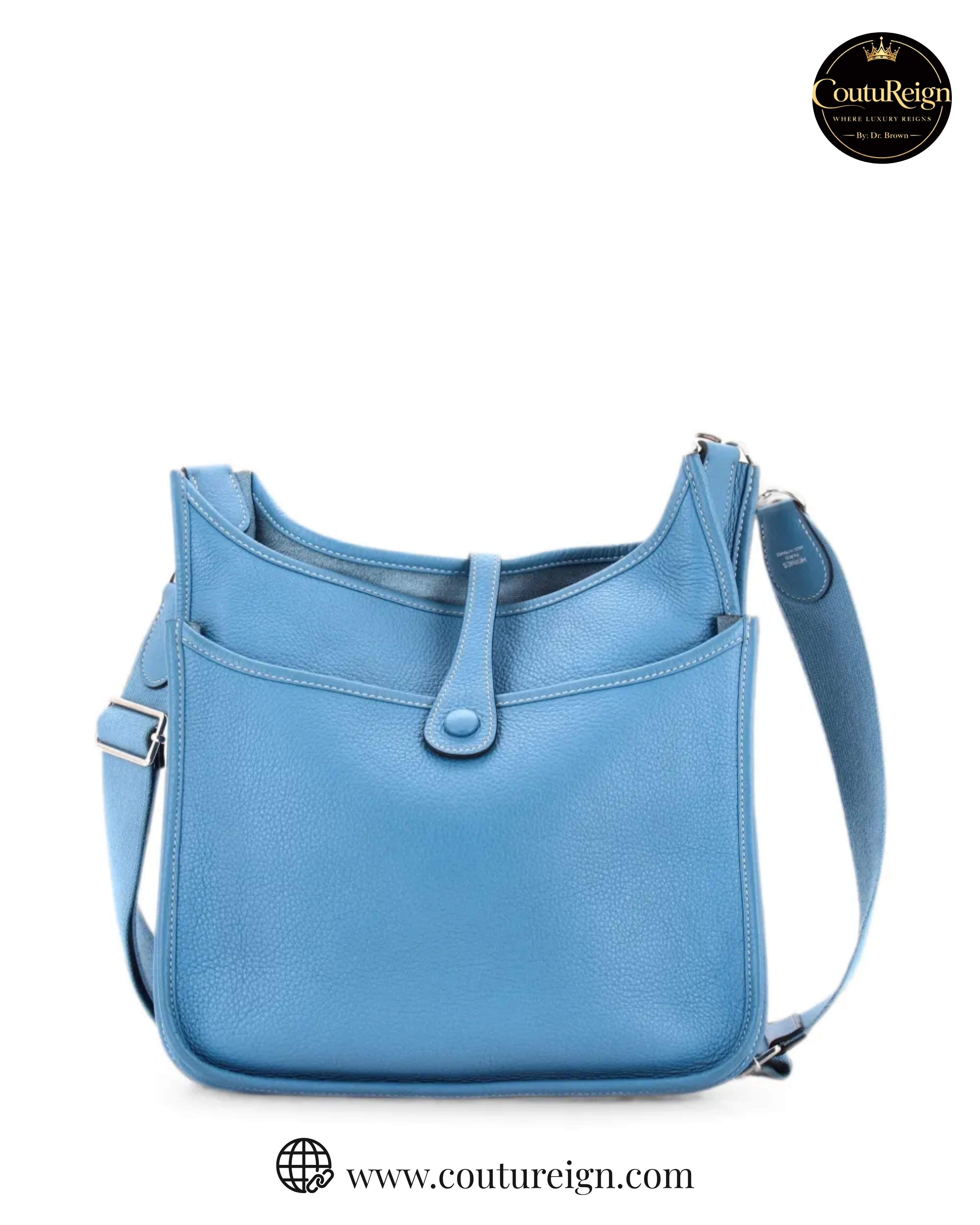 Hermès – Evelyne Crossbody Bag in Light Blue Taurillon Clemence Leather