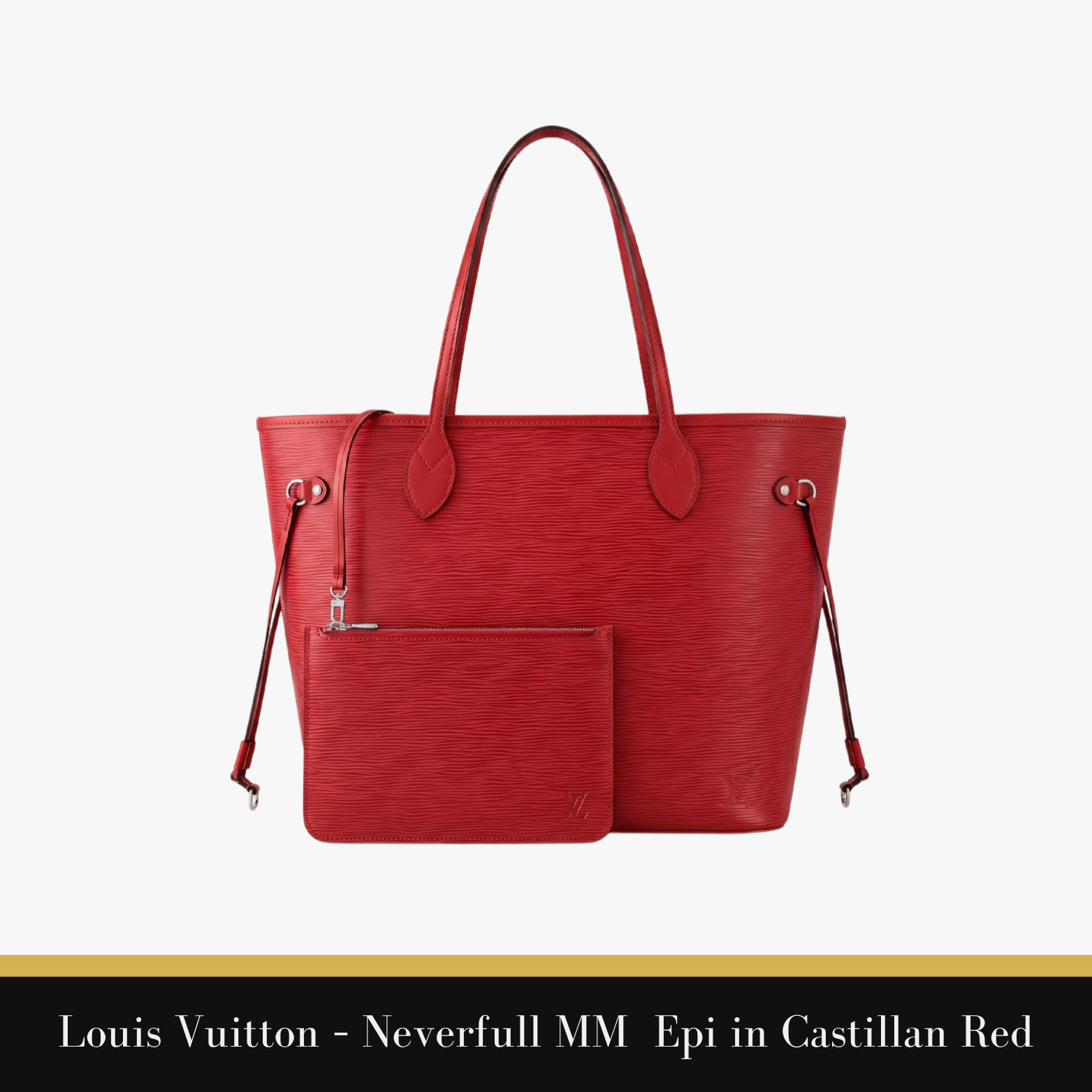 Louis Vuitton - Leather handbag, Neverfull MM Epi in Castillan Red
