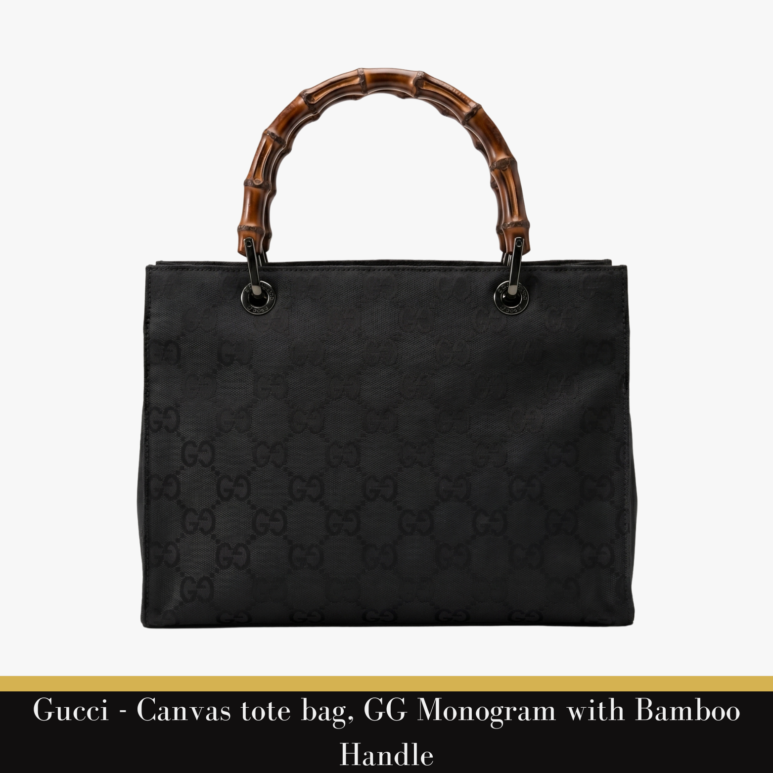 Gucci - Canvas tote bag,  GG Monogram with Bamboo Handle