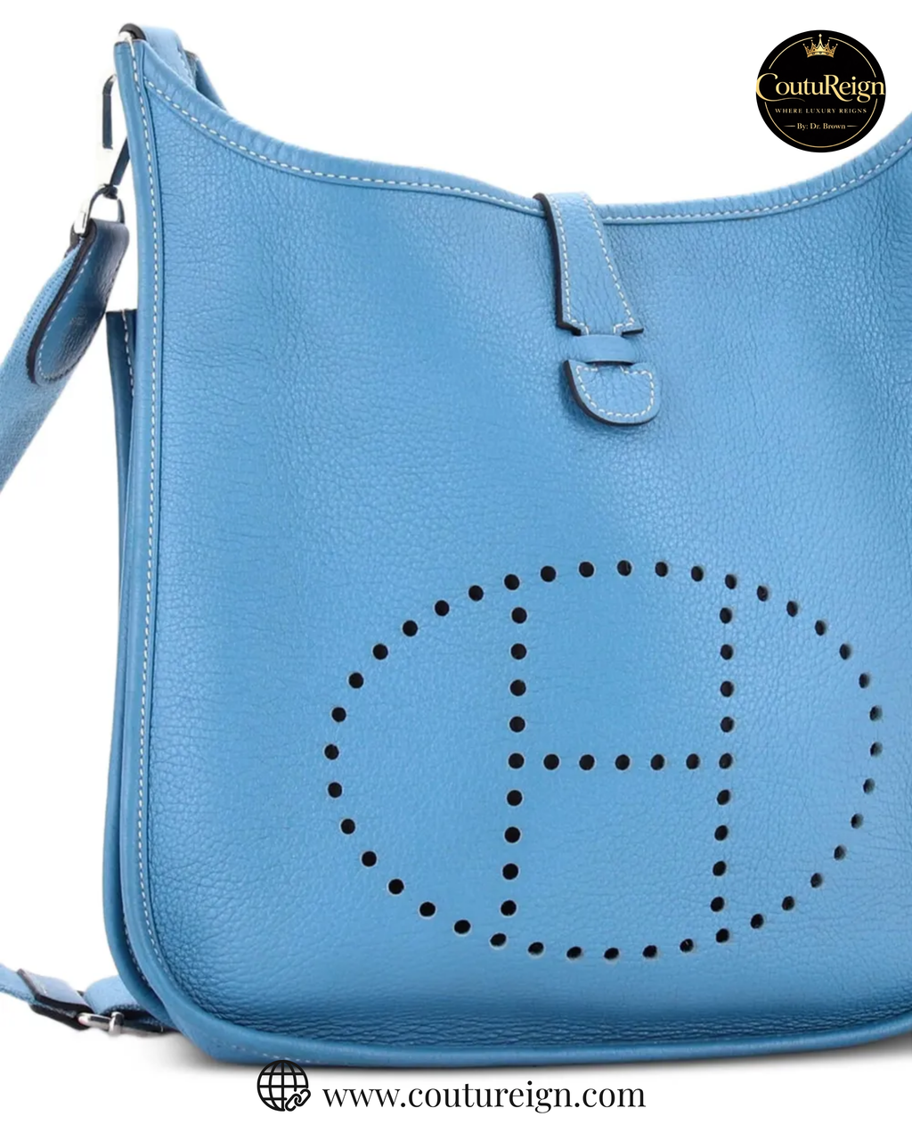 Hermès – Evelyne Crossbody Bag in Light Blue Taurillon Clemence Leather