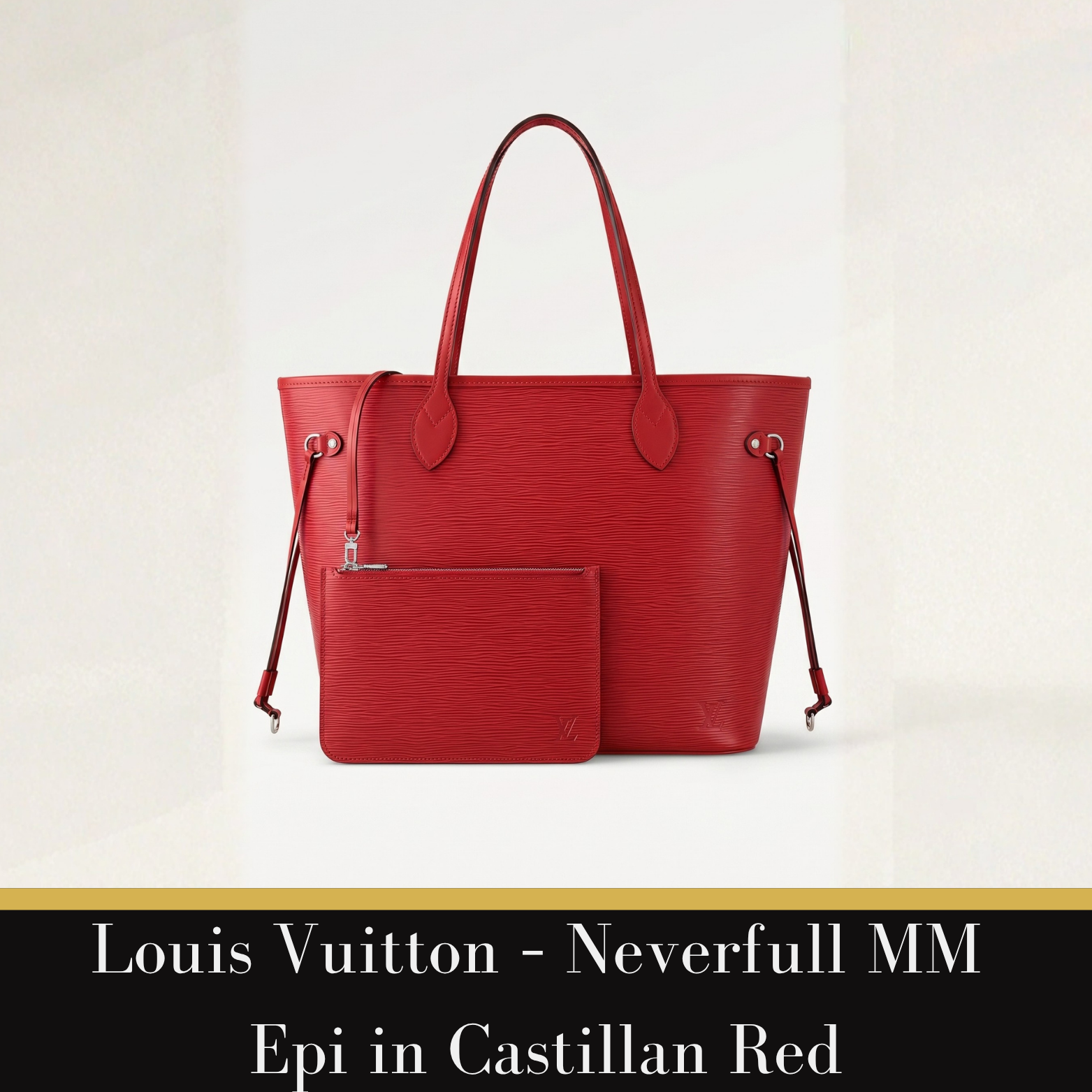 Louis Vuitton - Leather handbag, Neverfull MM Epi in Castillan Red