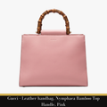 Gucci - Leather handbag,  Nymphaea Bamboo Top Handle, Pink