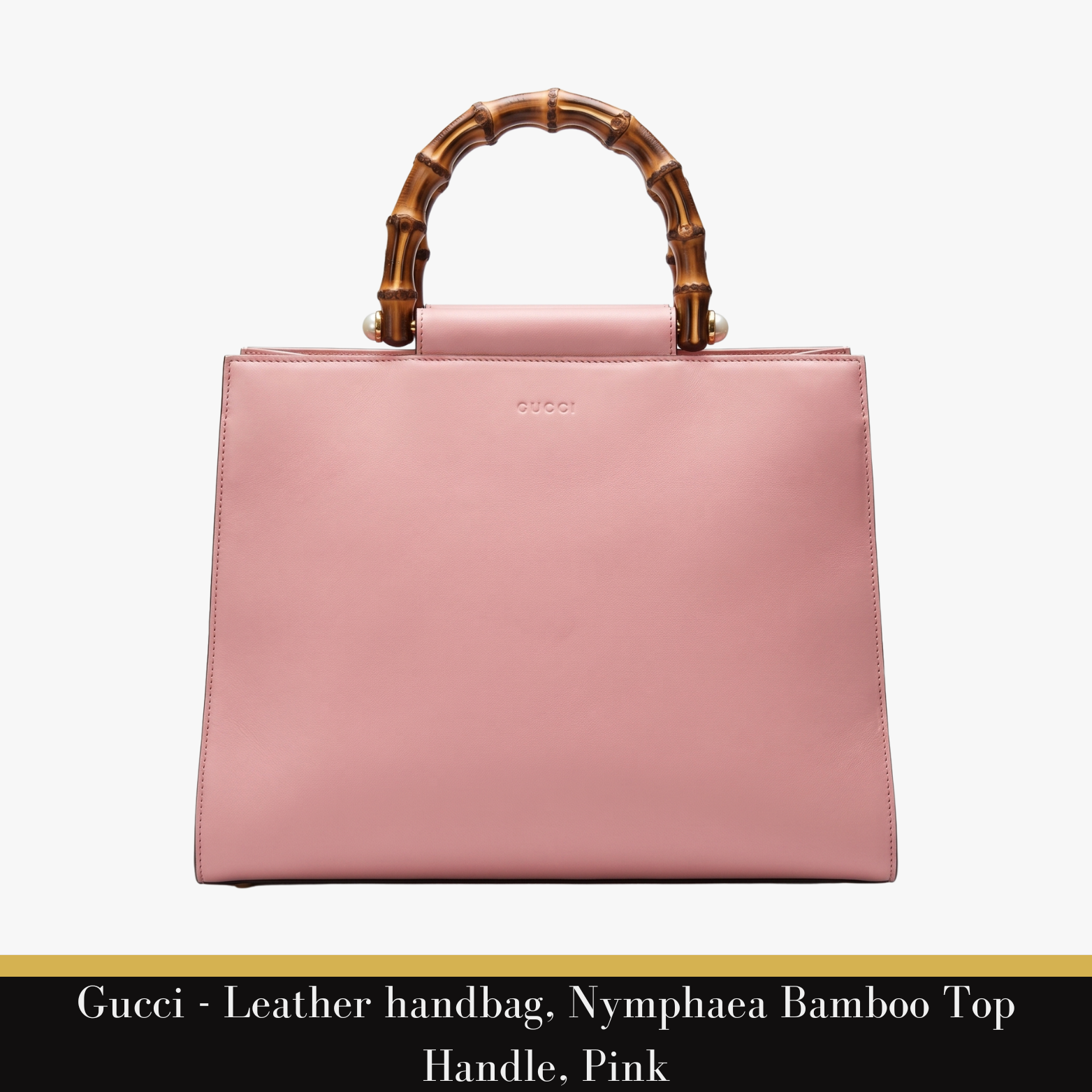 Gucci - Leather handbag,  Nymphaea Bamboo Top Handle, Pink