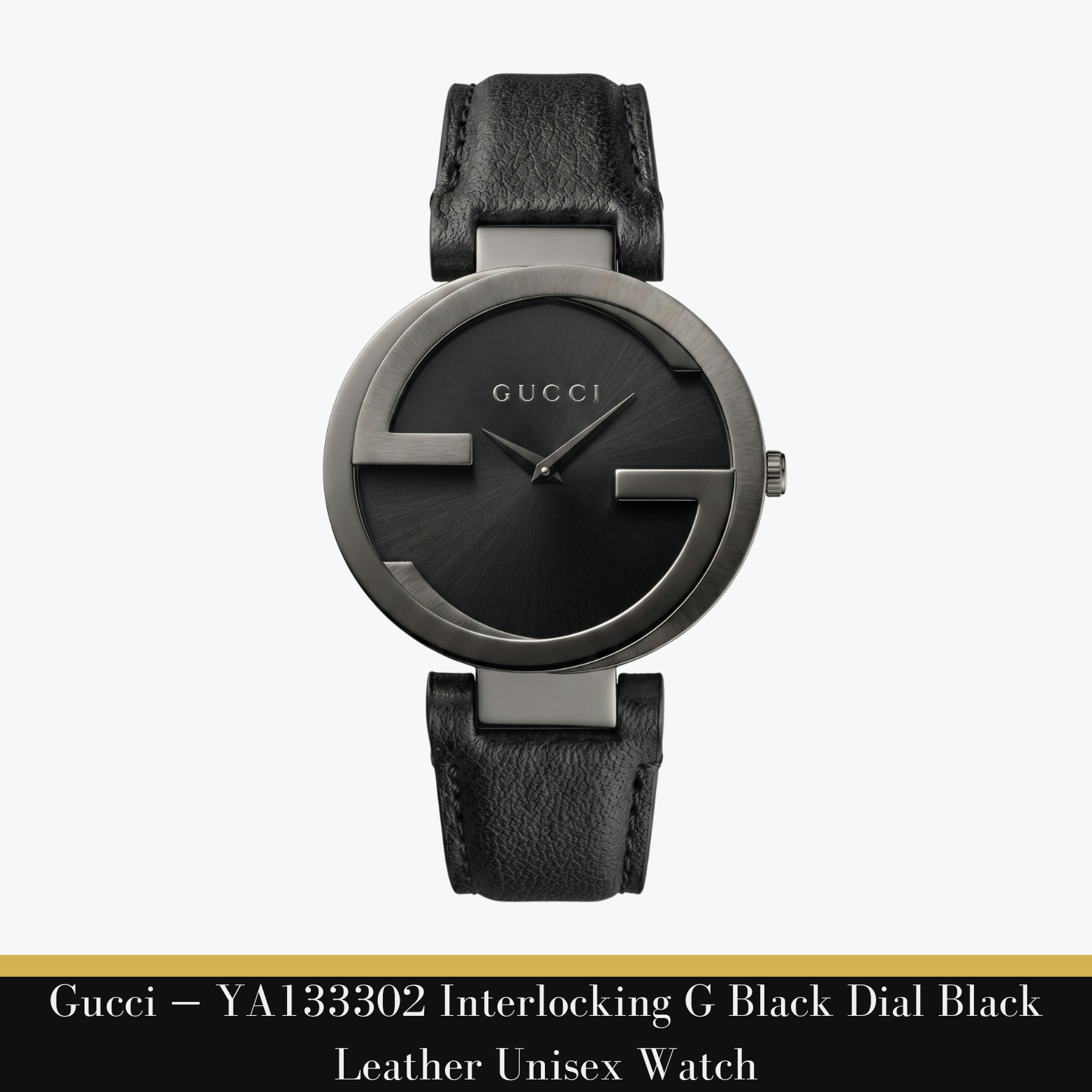 Gucci — YA133302 Interlocking G Black Dial Black Leather Unisex Watch
