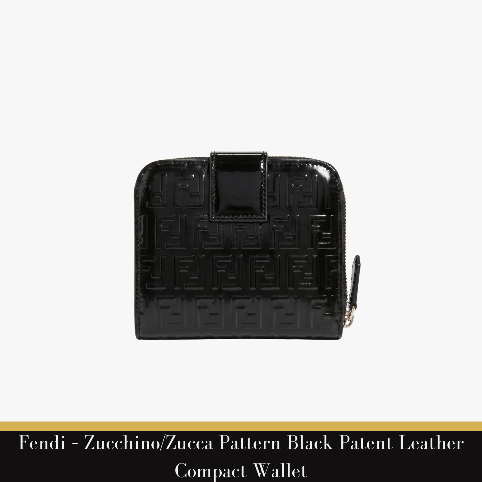 Fendi – Zucchino/Zucca Pattern Black Patent Leather Compact Wallet