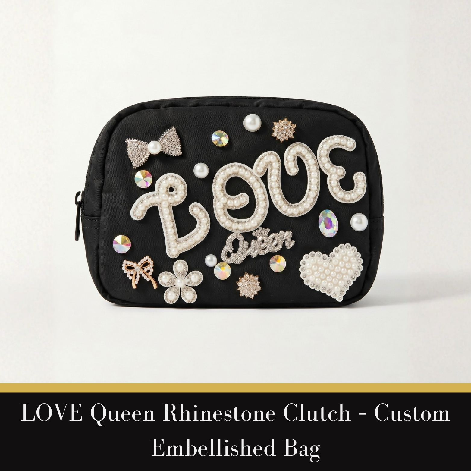 LOVE Queen Rhinestone Clutch – Custom Embellished Bag