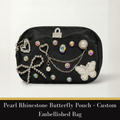 Pearl Rhinestone Butterfly Pouch – Custom Embellished Bag