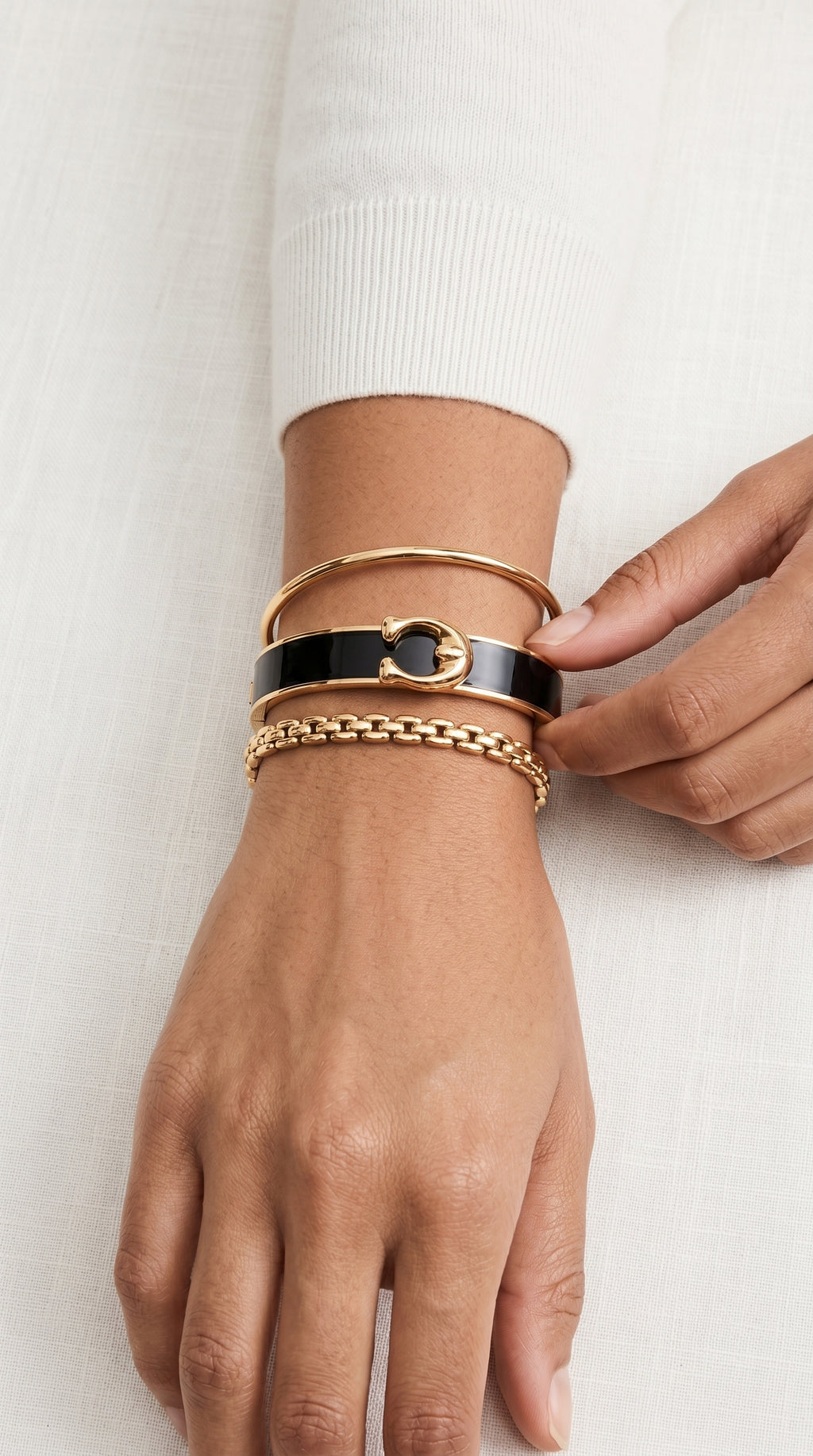 Coach – Enamel Hinged Bangles with Gold‑Tone Hardware