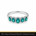 Blue Topaz & Diamond Ring (Five Diamond Accents)