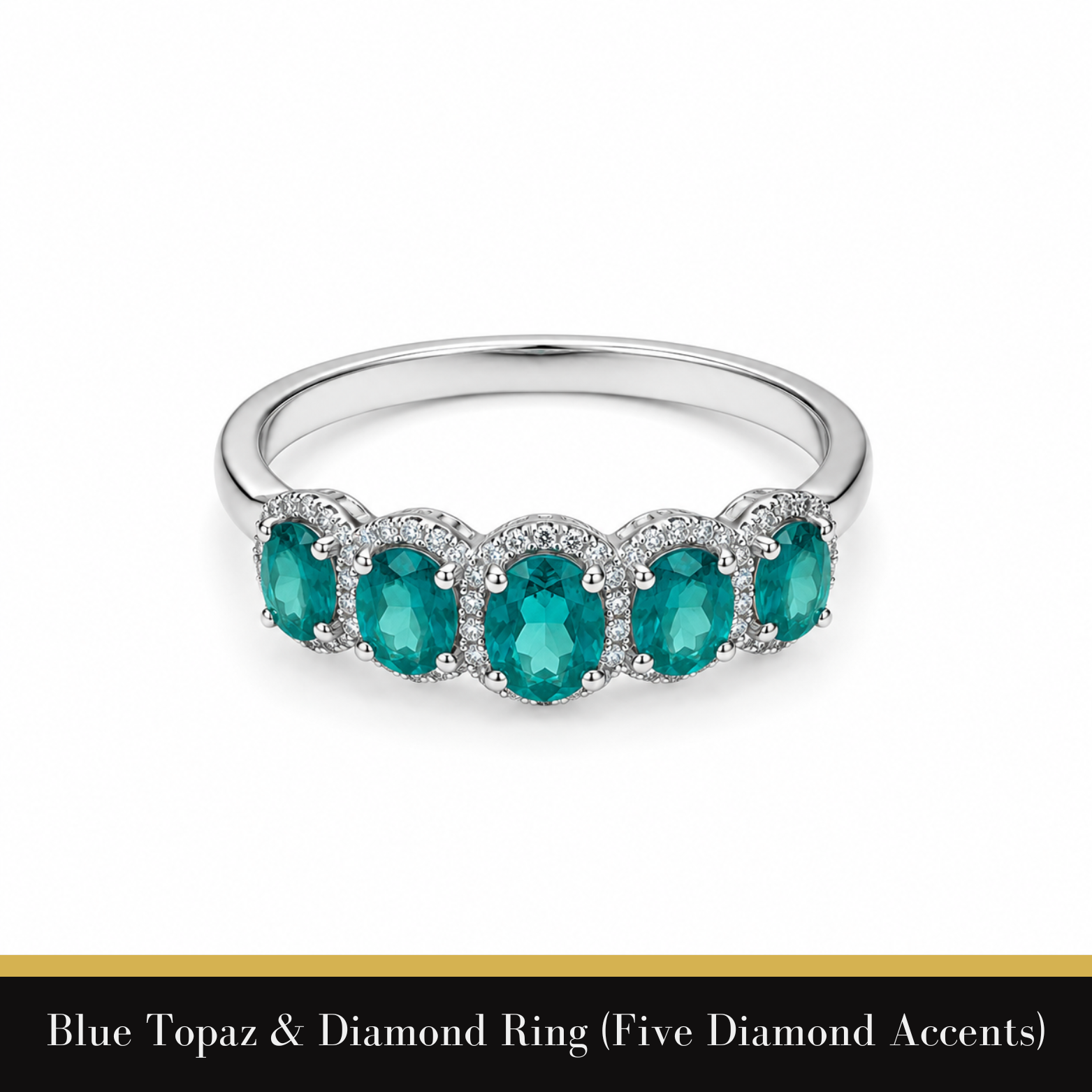 Blue Topaz & Diamond Ring (Five Diamond Accents)