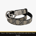 Gucci – GG Supreme Reversible Belt with Silver-Tone Buckle