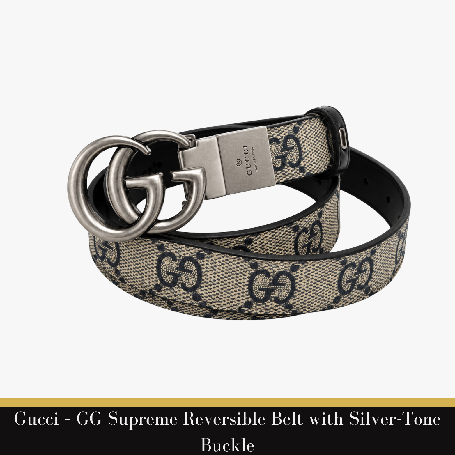 Gucci – GG Supreme Reversible Belt with Silver-Tone Buckle