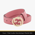 Gucci – Pink Leather Interlocking G Buckle Belt