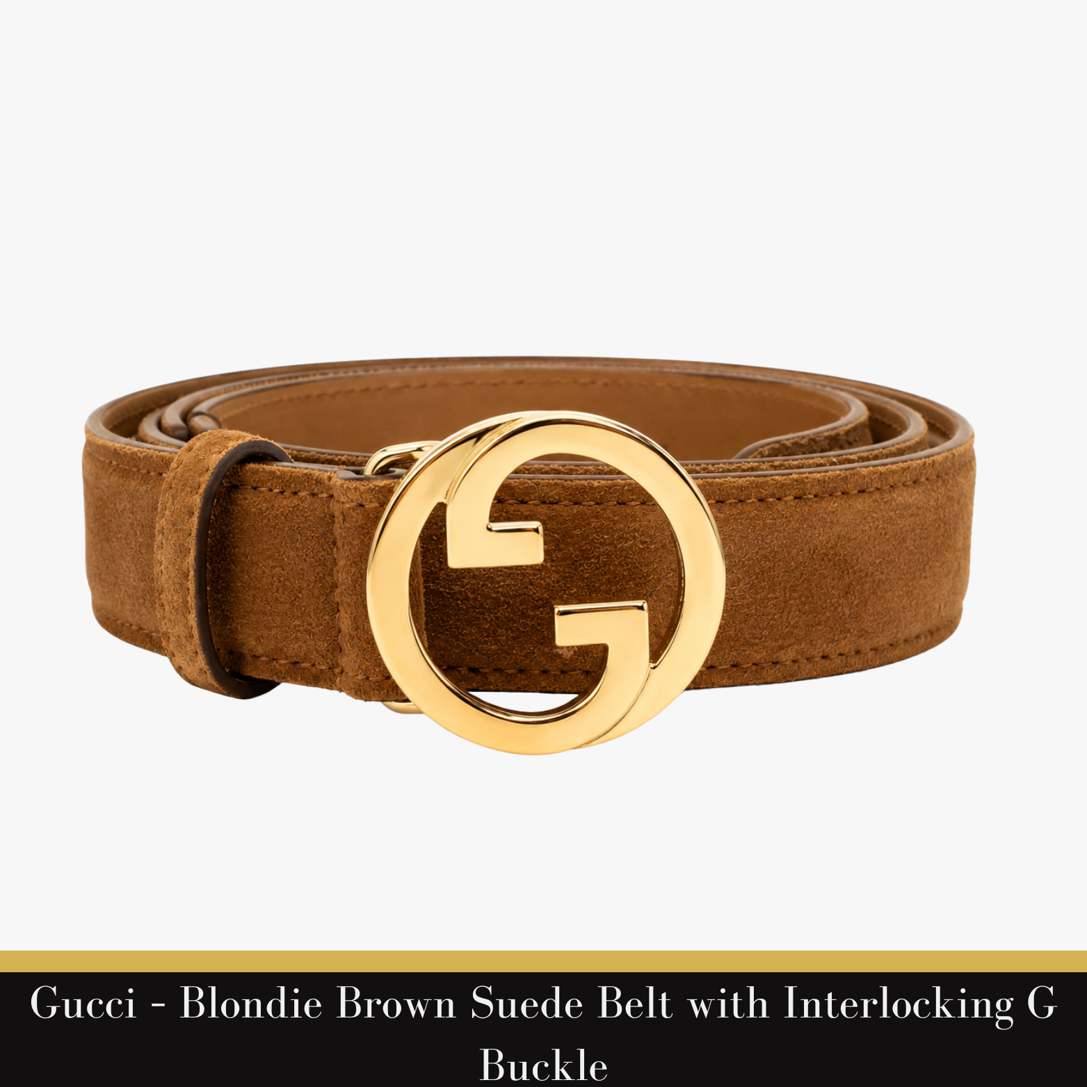 Gucci – Blondie Brown Suede Belt with Interlocking G Buckle
