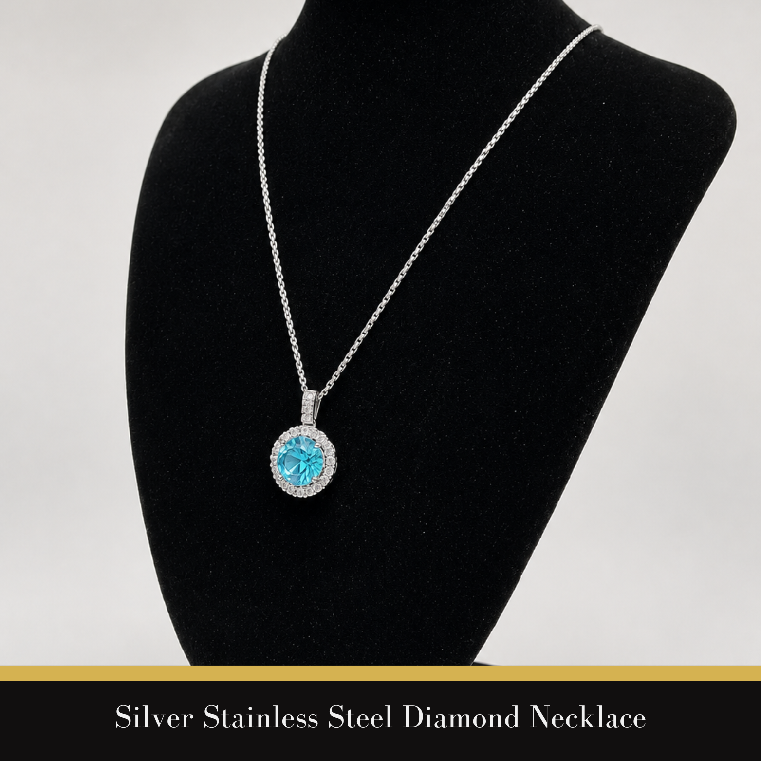 Silver Stainless Steel Diamond Necklace