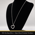 925 Sterling Silver – Open Heart Pendant Necklace