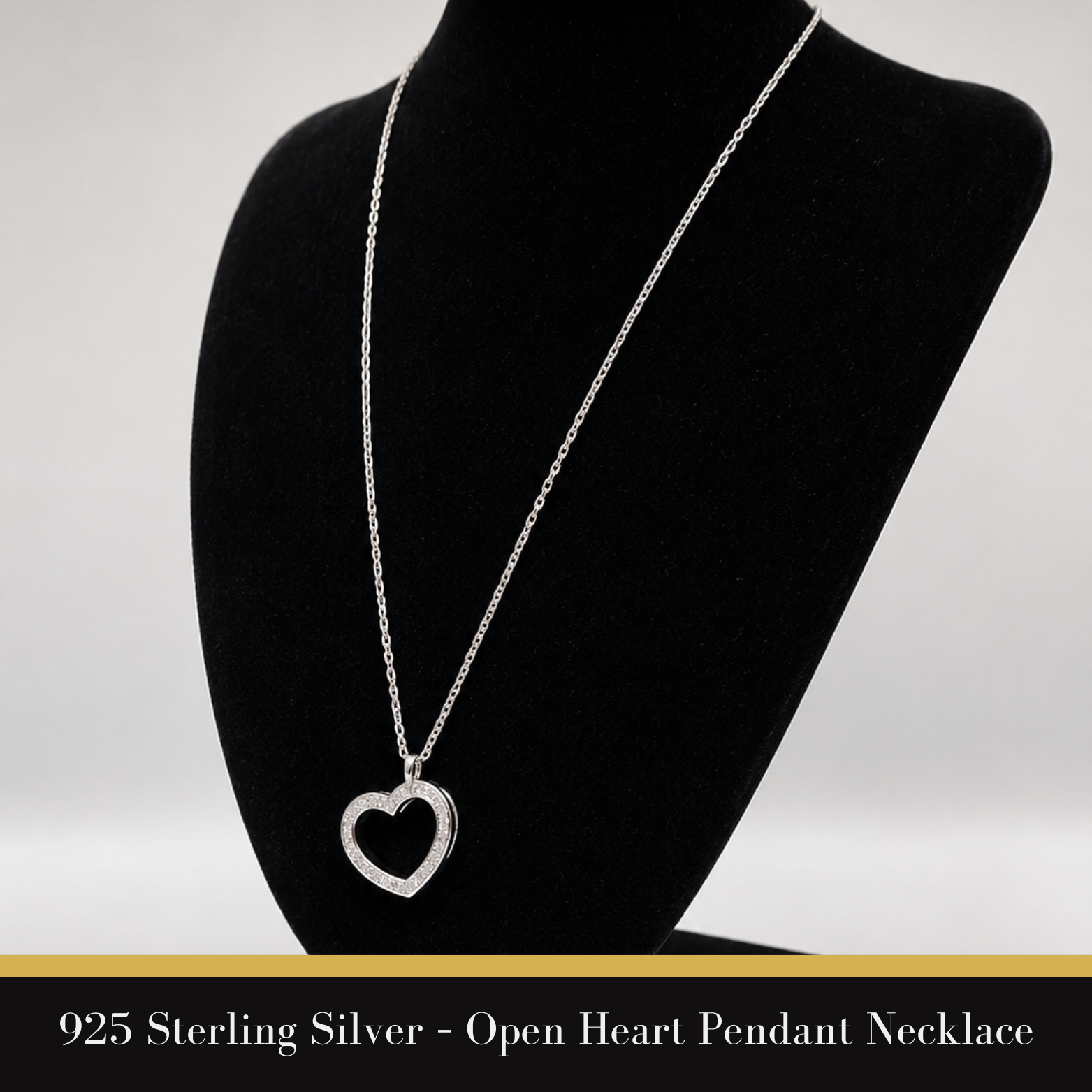 925 Sterling Silver – Open Heart Pendant Necklace
