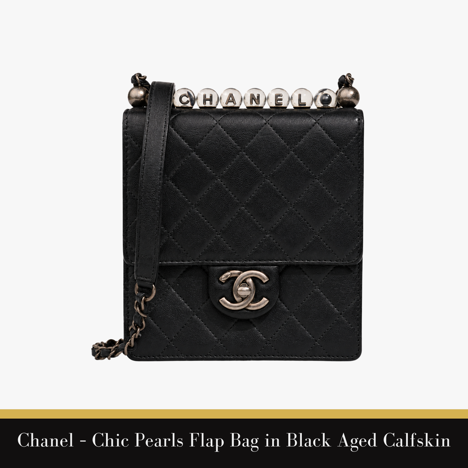 Chanel – Chic Pearls Flap Bag in Black Aged Calfskin