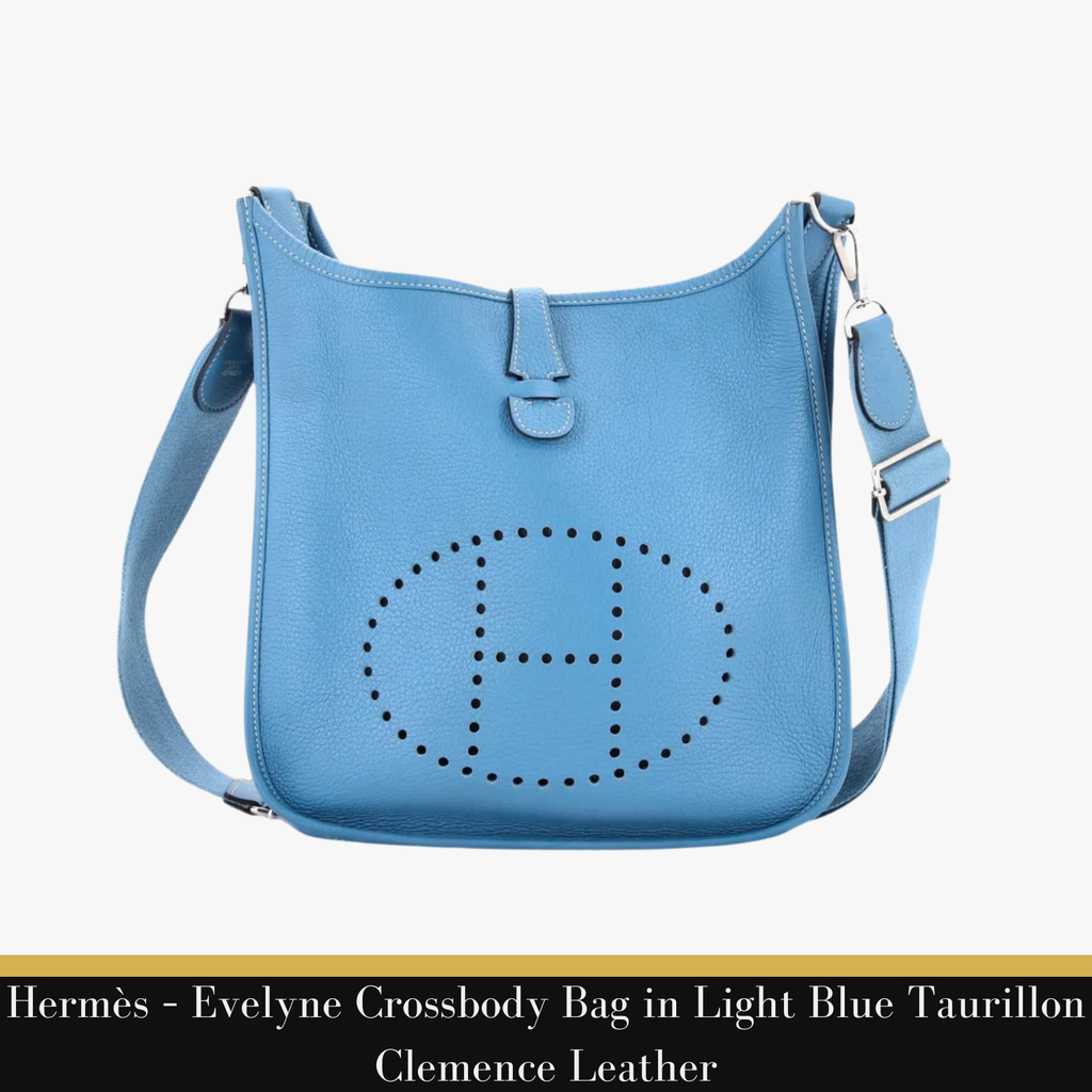 Hermès – Evelyne Crossbody Bag in Light Blue Taurillon Clemence Leather