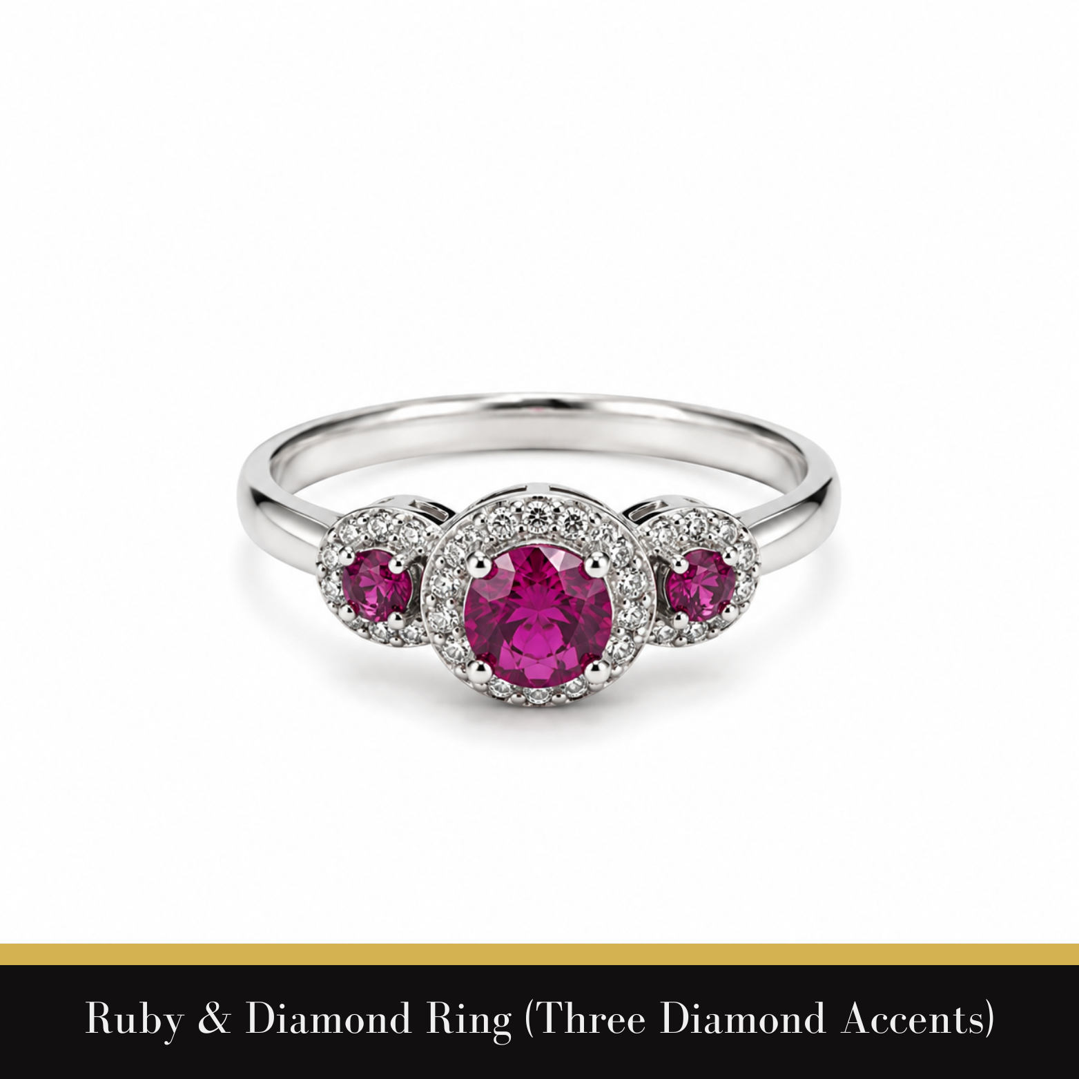 Ruby & Diamond Ring (Three Diamond Accents)