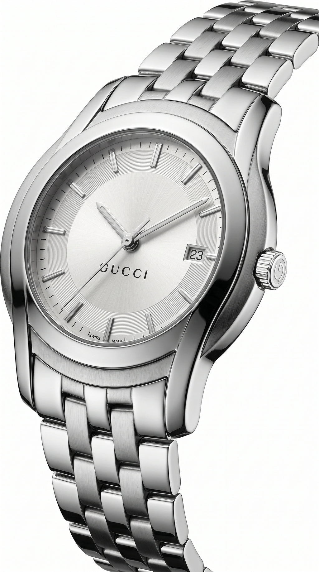Gucci – 5500XL Stainless Steel Men’s Watch (White Silver Dial)
