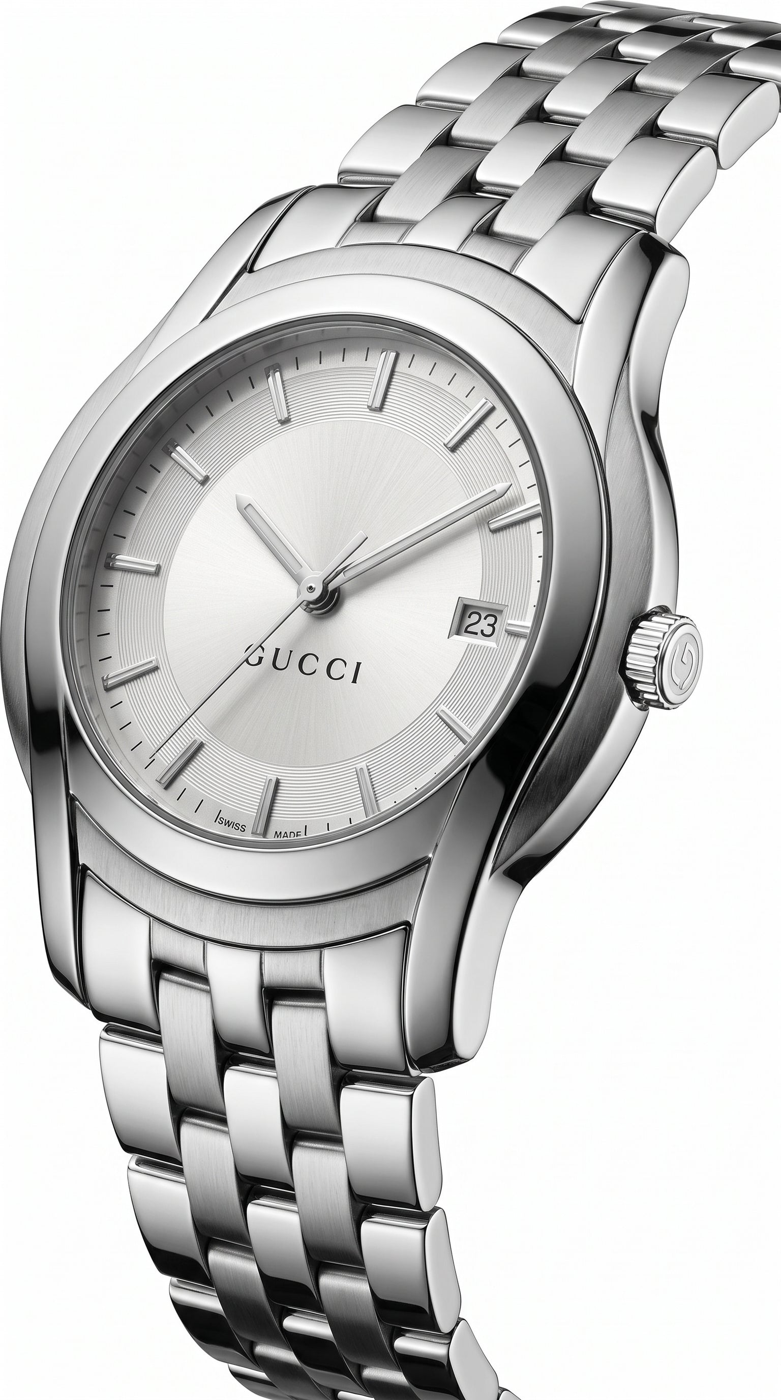 Gucci – 5500XL Stainless Steel Men’s Watch (White Silver Dial)
